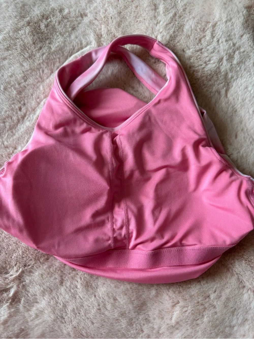 Athleta Girl High Neck Crop Bikini Top Pink Tye Die Girls Size 14 XL